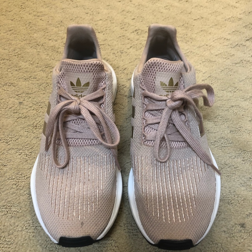 Rose Gold Adidas Tennis Shoes